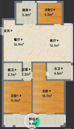 望钰和府北区 3室2厅2卫 110.00m² 2200元/月