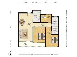 望钰和府北区 3室2厅2卫 110.00m² 200元/月