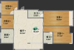 云栖玖著公寓住宅 4室2厅2卫 113.65m² 260万