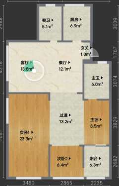 富春印象金座 3室2厅2卫 100.40m² 195万