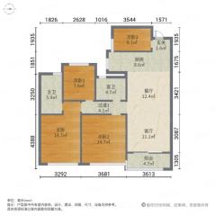 万达同心湾(北区) 4室2厅2卫 106.27m² 168万