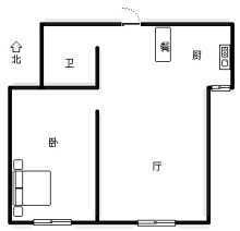 彩虹嘉都 1室1厅1卫 53.66m² 2200元/月